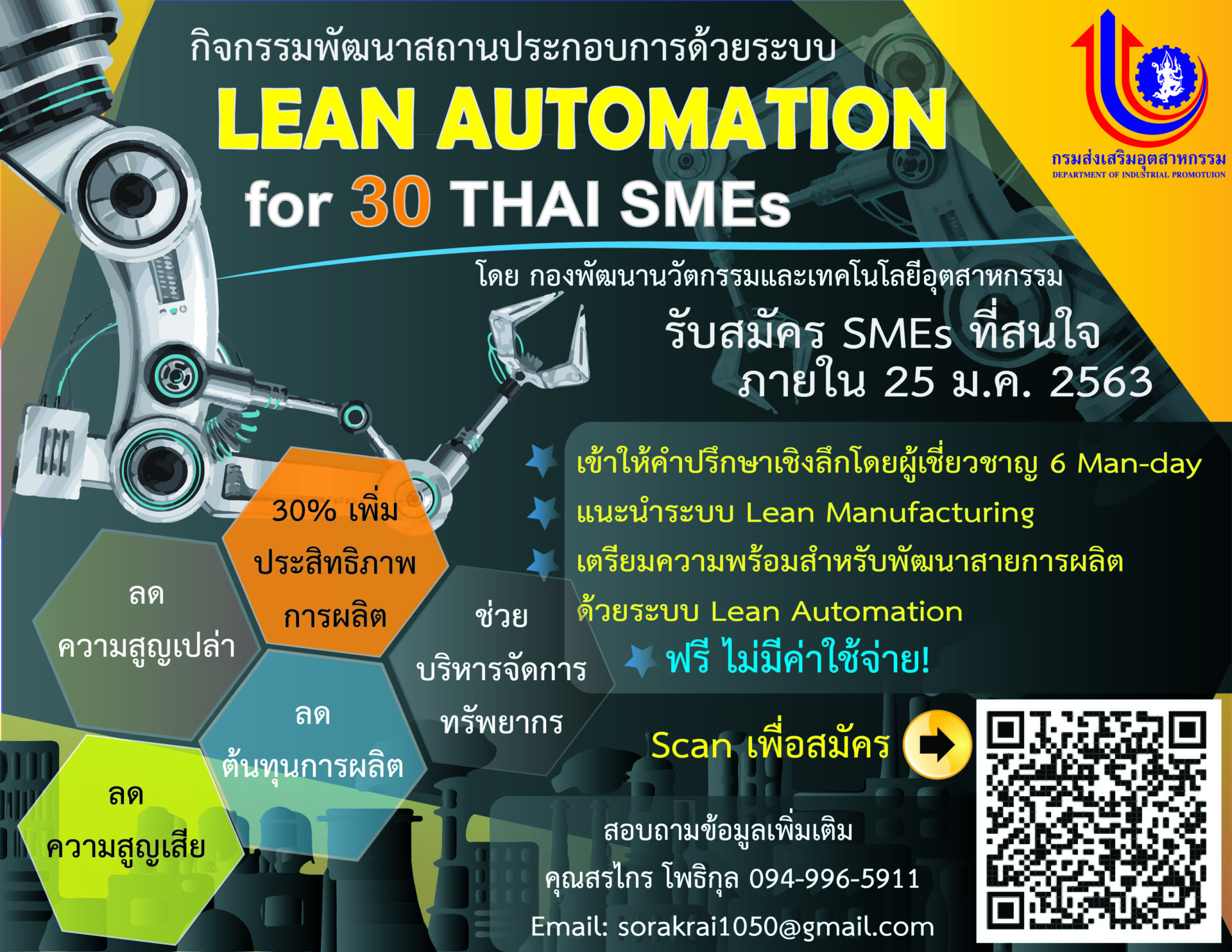You are currently viewing กิจกรรมพัฒนาสถานประกอบการด้วยระบบ Lean Automation โดย 30 THAI SMEs